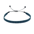 Detailed texture of blue and green woven friendship bracelet with adjustable knot closure - Blue Green Striped (KZ-0006A)