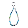Detail of colorful faceted acrylic beads and black accent on phone charm lanyard - Multi-color Mixed Faceted Beads Style (SZ-A210005F)
