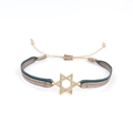 Bracelet ethnique tressé avec étoile à six branches dorée et cordon réglable à la main - Forme d'Hexagramme (KZ-Z0021)