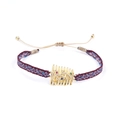 Détail d'un bracelet ethnique tissé coloré avec métal doré et pierres précieuses - Tissage Ethnique Coloré (KZ-Z0026)