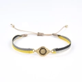 Détail d'un bracelet tressé bohème fait main avec pendentif œil porte-bonheur serti - Mauvais Œil Zircon Noir (KZ-Z0027)