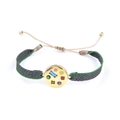 Bracelet ethnique tressé main avec pendentif doré serti de pierres multicolores et cordon - Disque avec Pierres Précieuses Multicolores (KZ-Z0029)