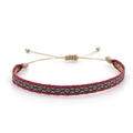 Detailed macro of Bohemian hand-woven bracelet with colorful geometric ethnic patterns - Multicolor Rhombus Pattern (KZ-0012D)