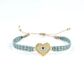 Bracelet tressé fait main avec pendentif cœur œil protecteur et cordon réglable - Mauvais Œil Cœur Bleu Clair (KZ-Z0039)