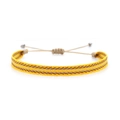 Detail of yellow handmade bohemian woven bracelet with adjustable sliding knot closure - Yellow Red Gray Woven (KZ-0012F)