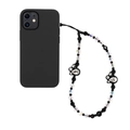 Ciondolo per telefono con perline di cristallo nero e charms a forma di coniglio chic - Stile Ciondolo Coniglio Nero con Strass (SJ-A220002A)
