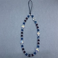 Blue and purple rhombus crystal beaded phone strap with silver metallic beads - Aurora Iridescent Dark Blue and Purple Style (SJ-A220004B)