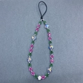 Handmade pink and green faceted crystal bead phone strap with iridescent cross charms - Sj-a220004c