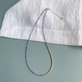 Minimalistische 2mm paarse zirkoon kralenketting met gouden details en verstelbare ketting - Paarse Minimalistische Stijl (SJX220009B)