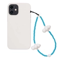 Bijou de téléphone perlé bleu et blanc avec nuage sur une coque blanche élégante - Nuage Bleu Perlé (SZ-A220004A)