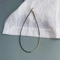 Minimalistische 2mm zirkoon ketting met zwarte spinel kralen en gouden schakels - Zwart-Gouden Gecombineerde Stijl (SJX220009C)