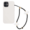 Dragonne de téléphone en perles noires et blanches avec breloques nuages et coque - Nuage Noir Or Perlé (SZ-A220004C)