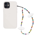Handmade colorful beaded phone charm strap with cute white 3D cloud pendants - Multicolor Cloud Beaded (SZ-A220004E)