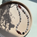 Universal beaded mobile phone strap with translucent acrylic and deep purple faceted glass beads - SJ-A220008A