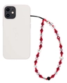 Correa para móvil de cuentas de cristal facetadas con detalle de cuenta negra - Estilo Facetado Rojo Rosa Transparente (SJ-A220010C)
