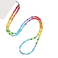 Rainbow beaded crossbody phone lanyard with colorful beads and unique TING engraved charm - Sz-a220001l