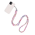 Colorful beaded phone strap with Y2K flower accents and evil eye charm on white background - Flower Evil Eye Style (SZ-A220023A)