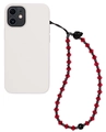 Dettaglio del cordino per telefono con perline di cristallo e ciondolo a teschio - Stile Teschio Rosso (SJ-A220016B)