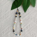 Detail of colorful beaded phone strap with acrylic pearls and mushroom charms - Colorful Mushroom Style (SZ-A220030C)
