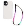 Colorful handmade beaded phone lanyard with gradient polymer clay and crystal beads - Multicolor Beaded Style (SZ-A230002A)