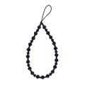 Minimalist black heart beaded phone charm strap with polished acrylic geometric beads - Simple Black Style (SZ-A220012E)