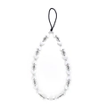 Handmade beaded phone strap with white acrylic hearts and clear faceted crystal beads - White Heart Style (SZ-A220012F)
