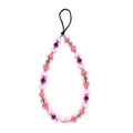 Pink smiley face acrylic beaded phone charm with sweet heart-shaped crystals and strap - Pink Purple Mixed Style (SZ-A220012G)