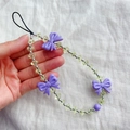 Laccetto per cellulare fatto a mano con perline a stella gialle e farfalle viola - Sz-a230007a