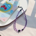 Handgefertigte lila Kristall-Handykette mit Evil Eye Perlen auf Keramiktablett - Lila Böser Blick Stil (SJ-A230007A)