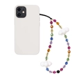Colorful beaded phone strap with white clouds for women and girls' mobile accessories - Rainbow Colorful Style (SZ-A230045A)