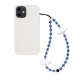 Rainbow crystal beaded mobile phone wrist strap with blue faceted beads and cloud charms - Blue Faceted Crystal Style (SZ-A230045B)