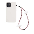 Rainbow crystal beaded phone strap with pink faceted beads and cute white cloud charms - Pink Faceted Crystal Style (SZ-A230045D)