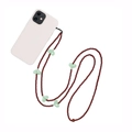 Crossbody phone charm strap with dark red beads and light green heart pendants - Dark Red Green Heart Style (SZ-A230020E)