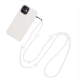 Minimalist white heart beaded crossbody phone lanyard with matching white protective case - Pure White Heart Style (SZ-A230020B)
