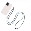 Crossbody phone charm strap with iridescent dark beads and blue heart accents - Iridescent Blue Heart Style (SZ-A230020F)