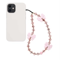 Pink beaded butterfly phone charm with lantern beads and gold accents on a white background - Pink Butterfly Style (SZ-A230022A)