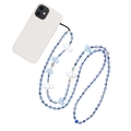 Blue beaded long crossbody phone lanyard with white cloud and heart charms for women - Blue Heart Cloud Style(SZ-A230023B)