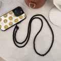 Halloween black beaded phone lanyard with skull charm and blue evil eye detail - Black Skull Evil Eye Style (SZ-A230032A)