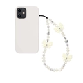 Chic cream-colored bow beaded phone wrist strap with pearls and irregular charms - Creamy White Bowknot (SZ-A220017D)