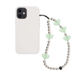 Ciondolo per telefono con perline argentate e cuore verde traslucido stile minimalista - Stile Cuore Verde (SZ-A230034C)