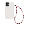 Cinturino da polso per telefono con perline colorate, cuori e perle barocche - Stile Rosso Rosa Viola (SJ-A230015D)