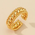 Fashionable braided gold-plated open ring for women with high-polish metallic finish - Adjustable Open / Gold Braided Style (JZ590GL)
