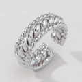 Adjustable silver twisted rope ring featuring a thick woven design for men and women - Adjustable Open / Silver Braided Style (JZ590S)