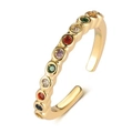 Verstellbarer vergoldeter Ring mit lebhaften bunten Regenbogen-Edelsteinen für Damen - Gold Regenbogen Offen Stil (ALR100GLCF)