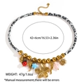 Bohemian multilayer necklace with colorful charms and grey leopard fabric details - Sun Elephant Multi-Pendant Mix Style (DKN254025GL)