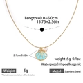 Detailed specs of light blue shell pendant necklace made of waterproof stainless steel - Light Blue Shell Necklace (DKN254095GL-TBU)