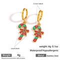 Detail view of 3.7cm candy cane earrings in stainless steel with red bow accents - Candy Cane (DKE252164-32GL)