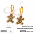 Macro view of gingerbread man earrings in stainless steel with waterproof coating - Gingerbread Man (DKE252164-24GL)
