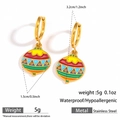 Detailed size specifications of stainless steel colorful enamel hoop earrings with dimensions - Ethnic Geometric (DKE252164-22GL)