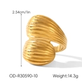 Détail de la bague plaquée or 18 carats avec double sphère et dimensions - Style de Texture Sphère Plissée (OD-R30590-10)